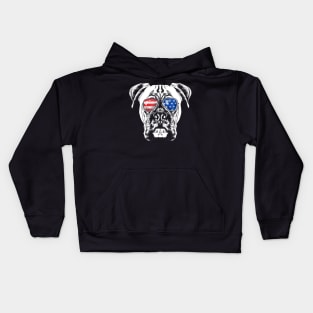 Boxer Dog American Flag Vintage Retro Kids Hoodie